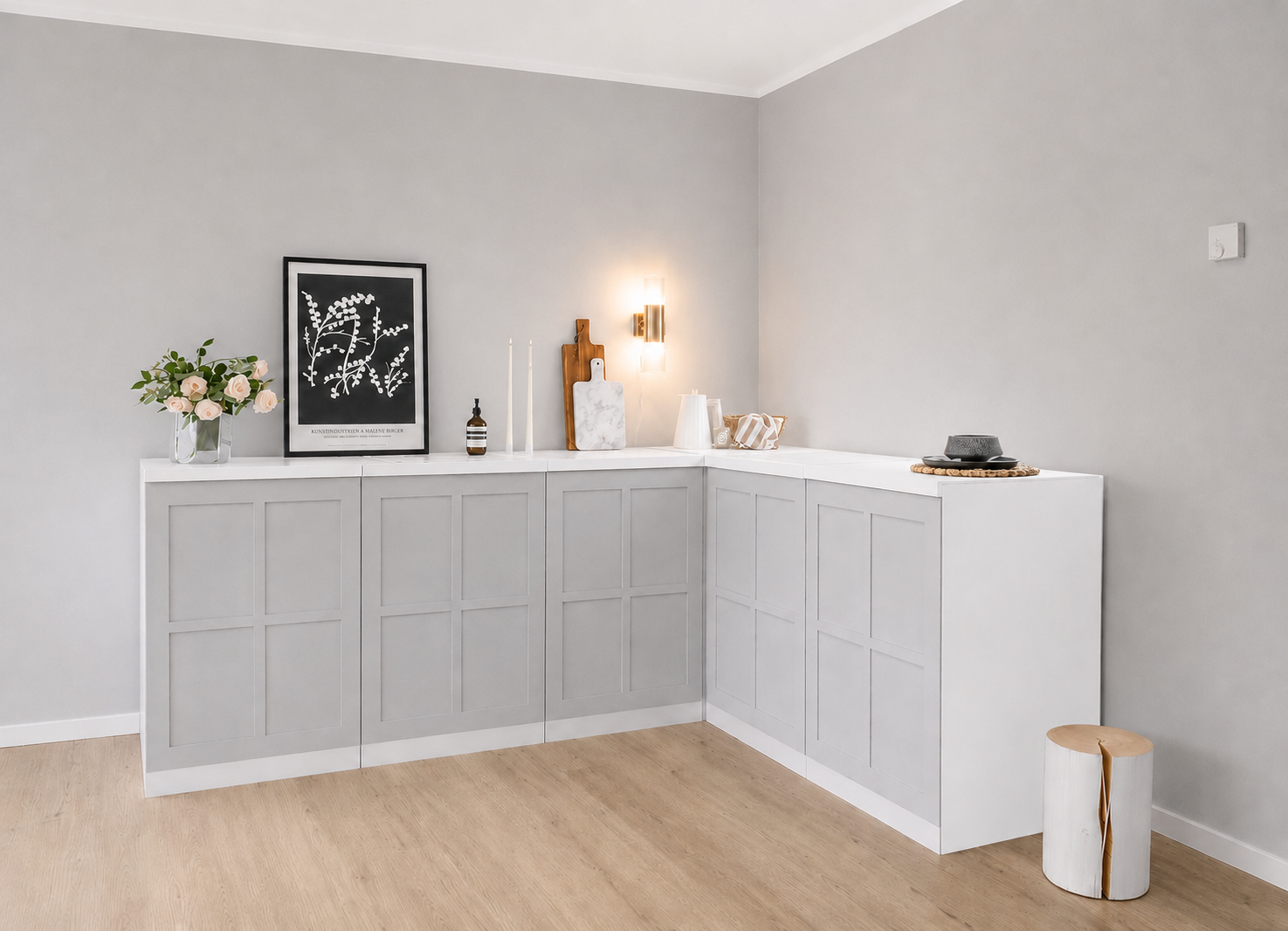 Cardboard Corner Kitchen – L-Shaped 240 × 180 cm for Home Staging & Property Photography