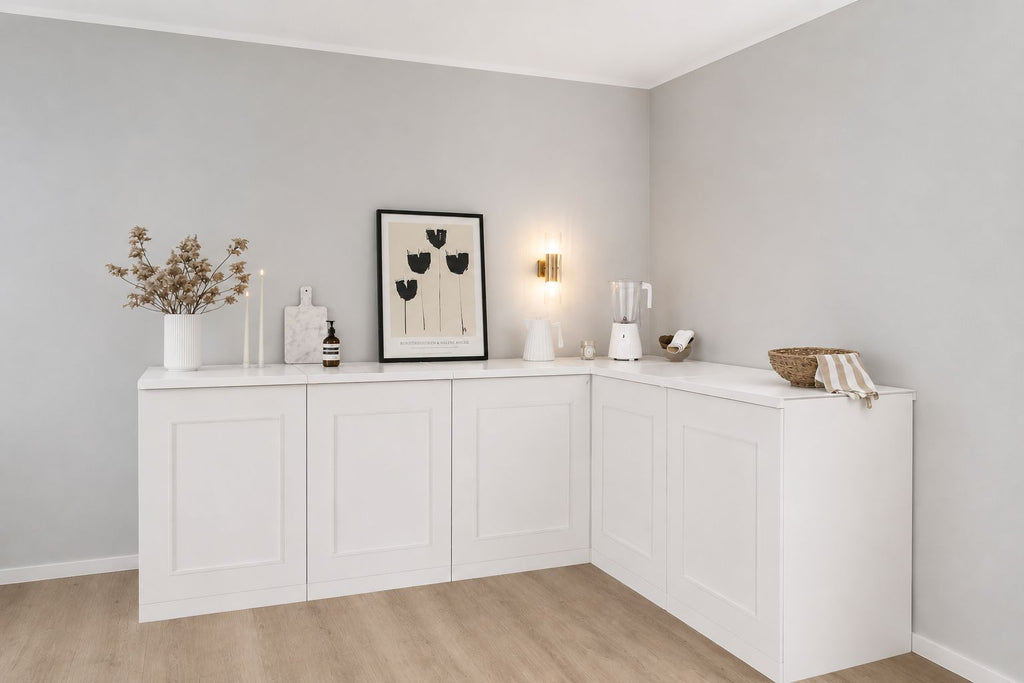 Cardboard Corner Kitchen – L-Shaped 240 × 180 cm for Home Staging & Property Photography