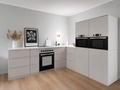 Cuisine en carton 270 × 240 cm avec deux colonnes en beige pour le Home Staging