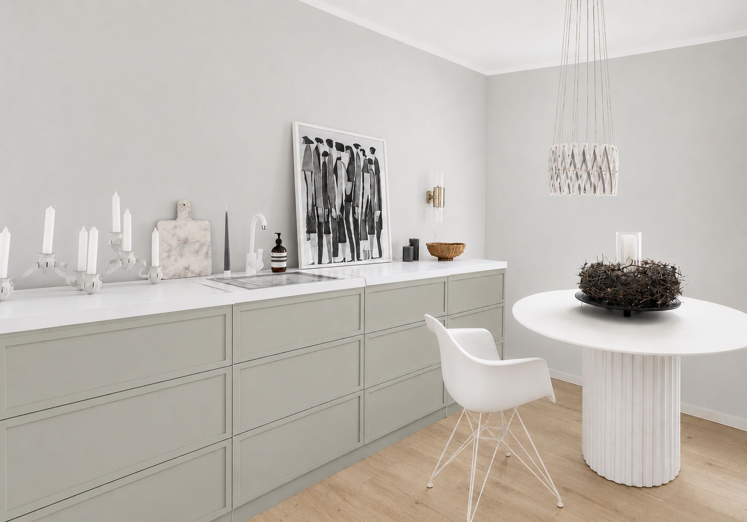 BELLA Greige Kitchen Mock-Up | Cardboard Kitchen Module